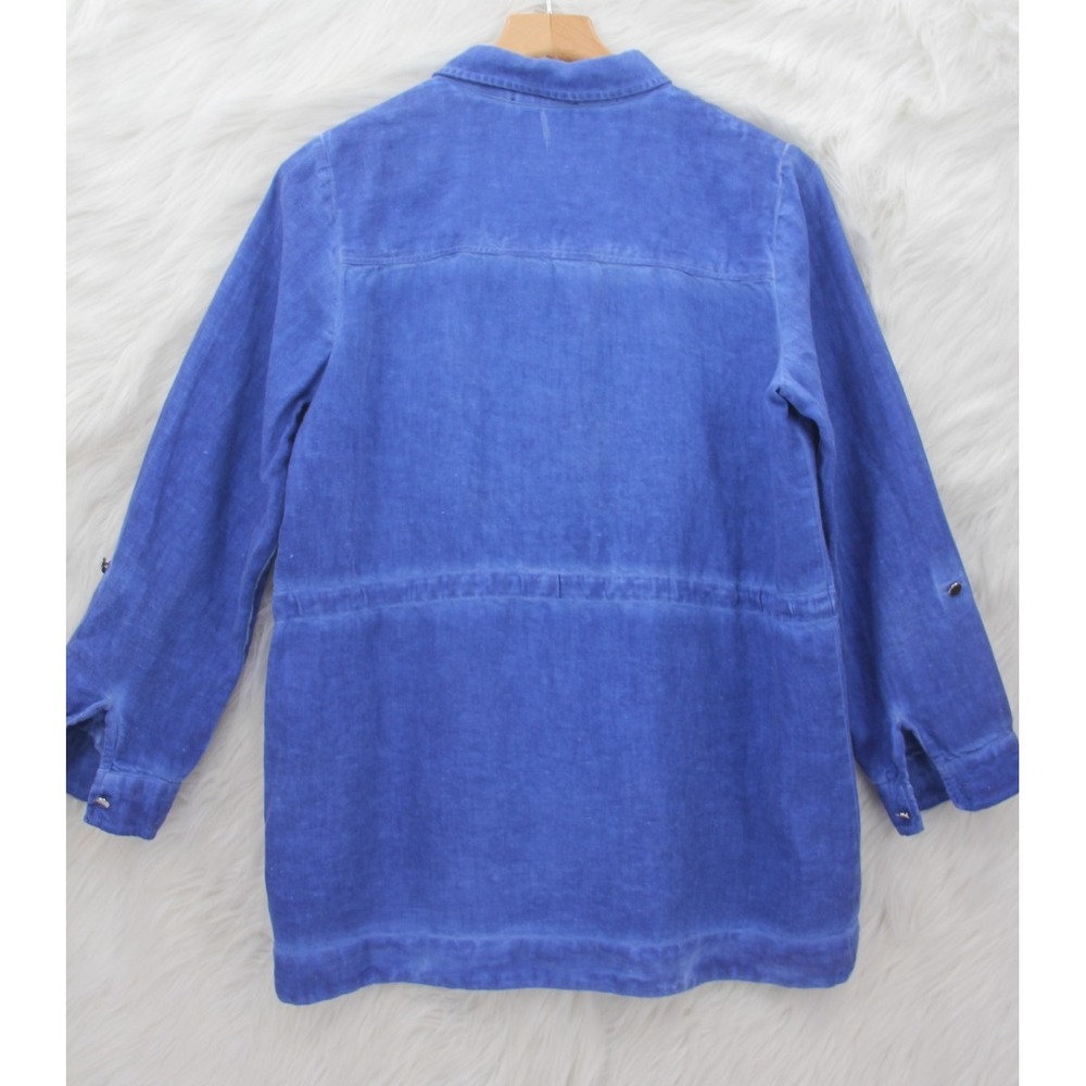 Chicos Button Front 100% Linen Shirt Jacket Blue Casual Womens Medium 1 Coastal - Picture 12 of 14